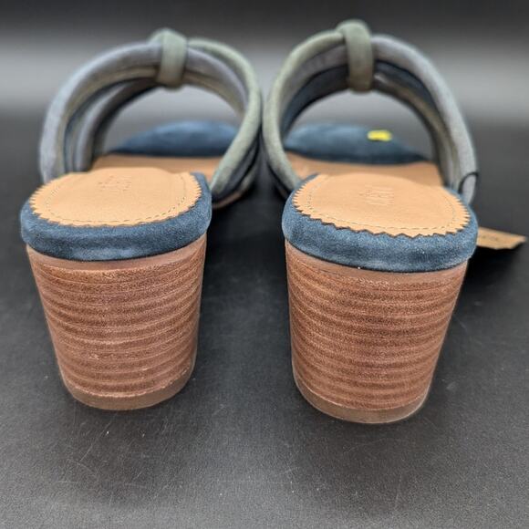 Crevo Sandals Womens 11 Dusty Blue Leather Chunky heel Slip on Shoes Boho Rubie - Picture 2 of 11